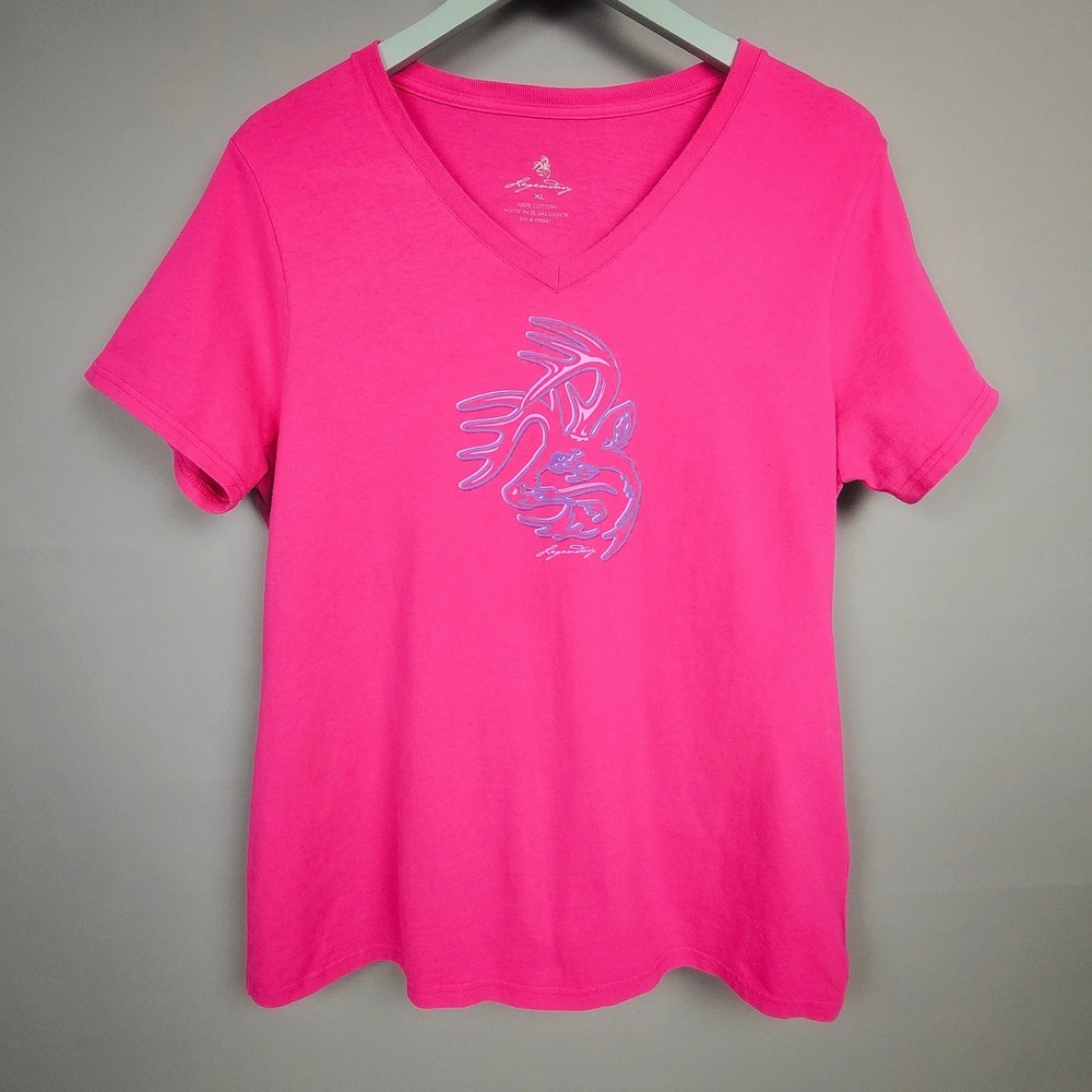 Legendary Whitetails Pink Stylized Deer Antler Logo T-shirt EUC Size‎ XL